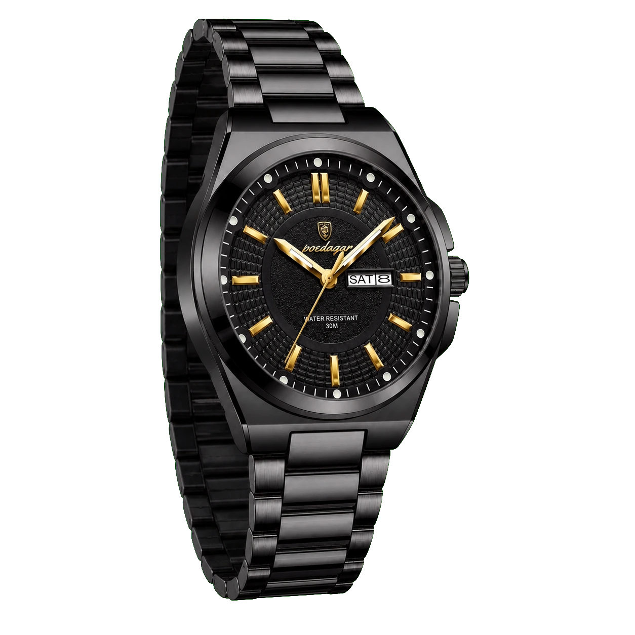 Montre POEDAGAR 896 Noir vue trois-quarts gauche