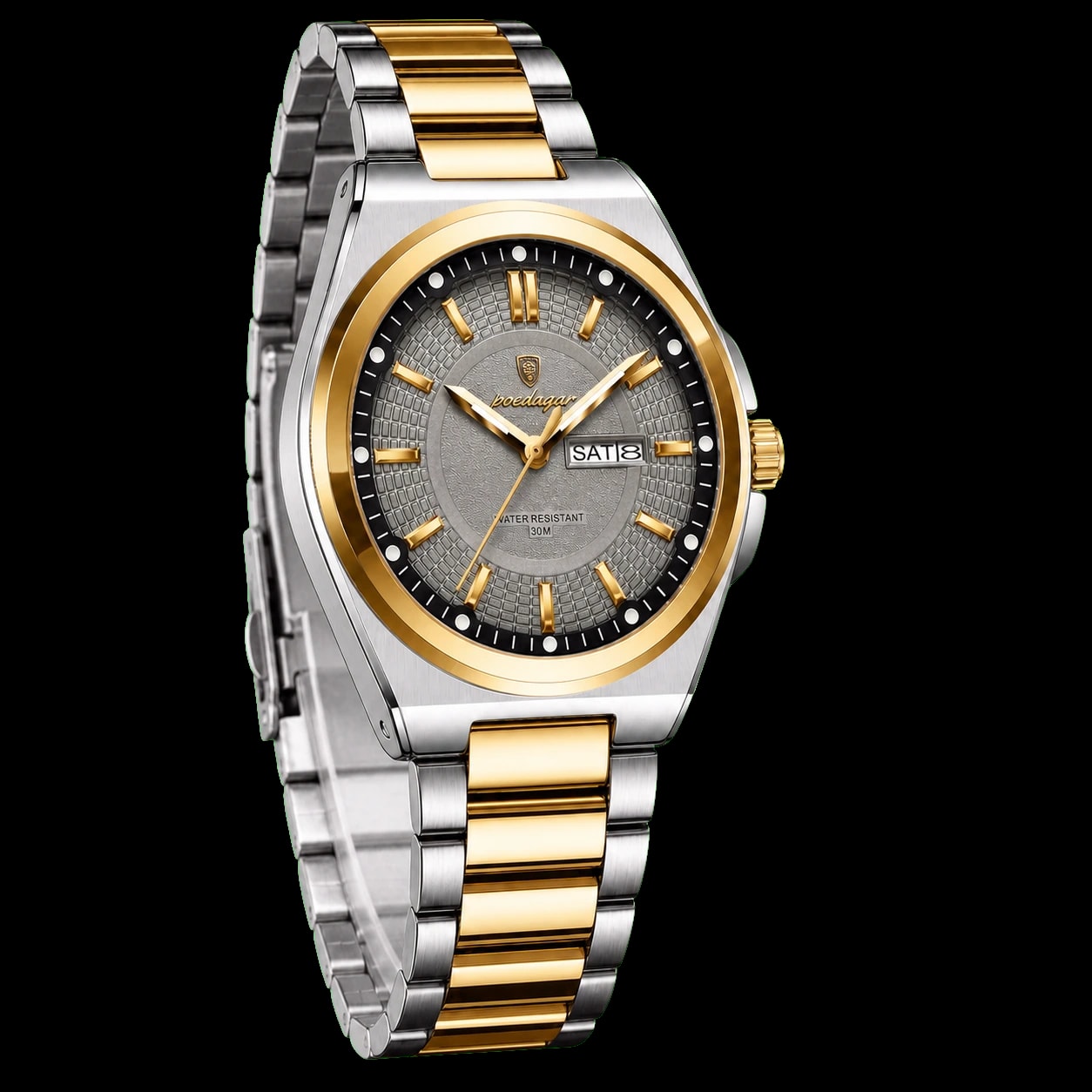 Montre POEDAGAR 896 Or Gris vue trois-quarts gauche