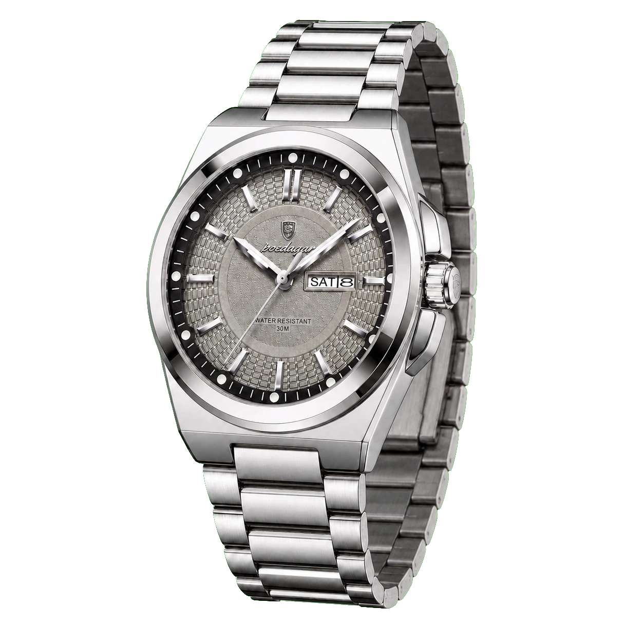 Montre POEDAGAR 896 Argent Gris vue trois-quarts gauche