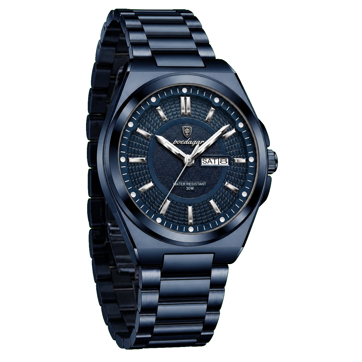 Montre POEDAGAR 896 Bleu vue trois-quarts gauche