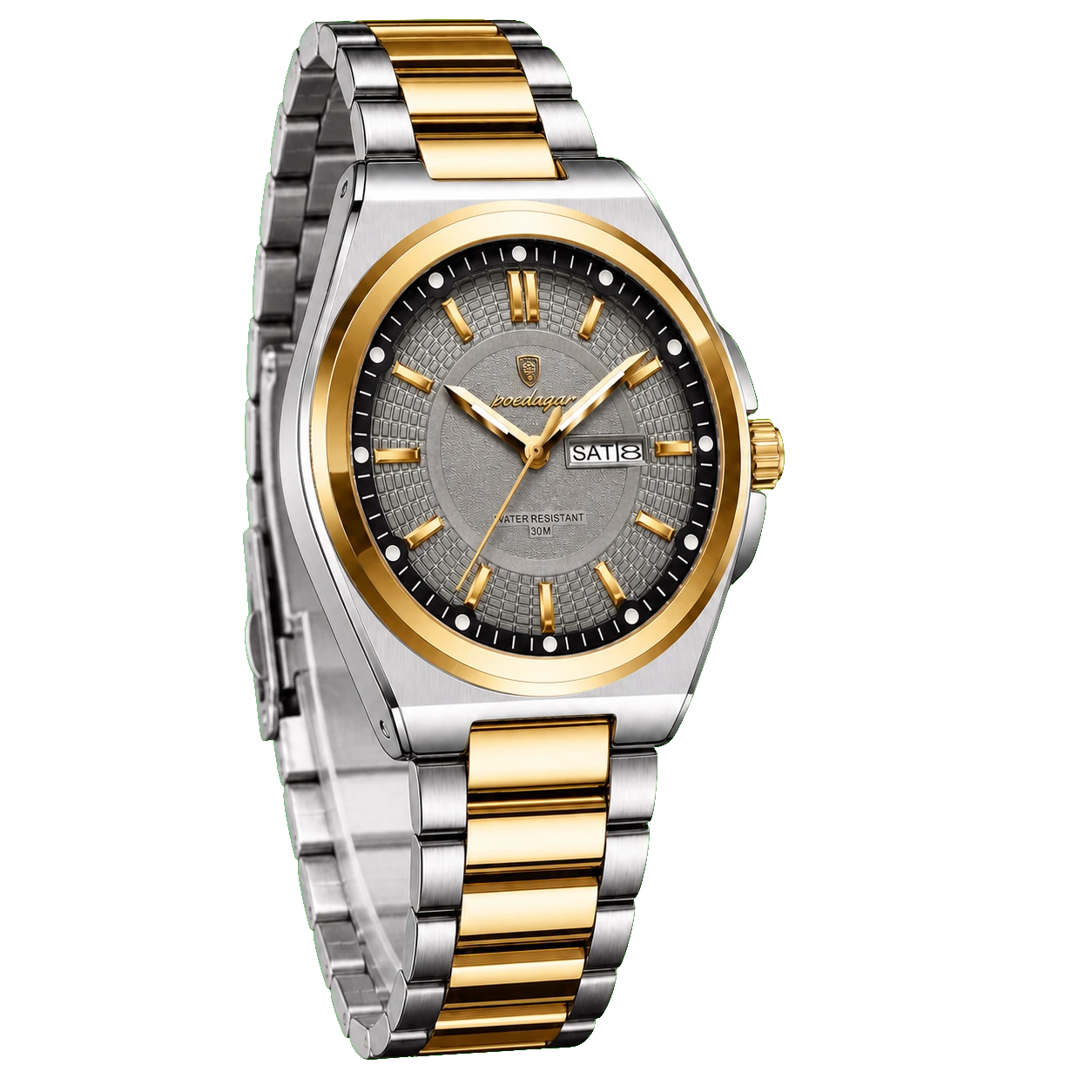 Montre POEDAGAR 896 Or Gris vue trois-quarts gauche
