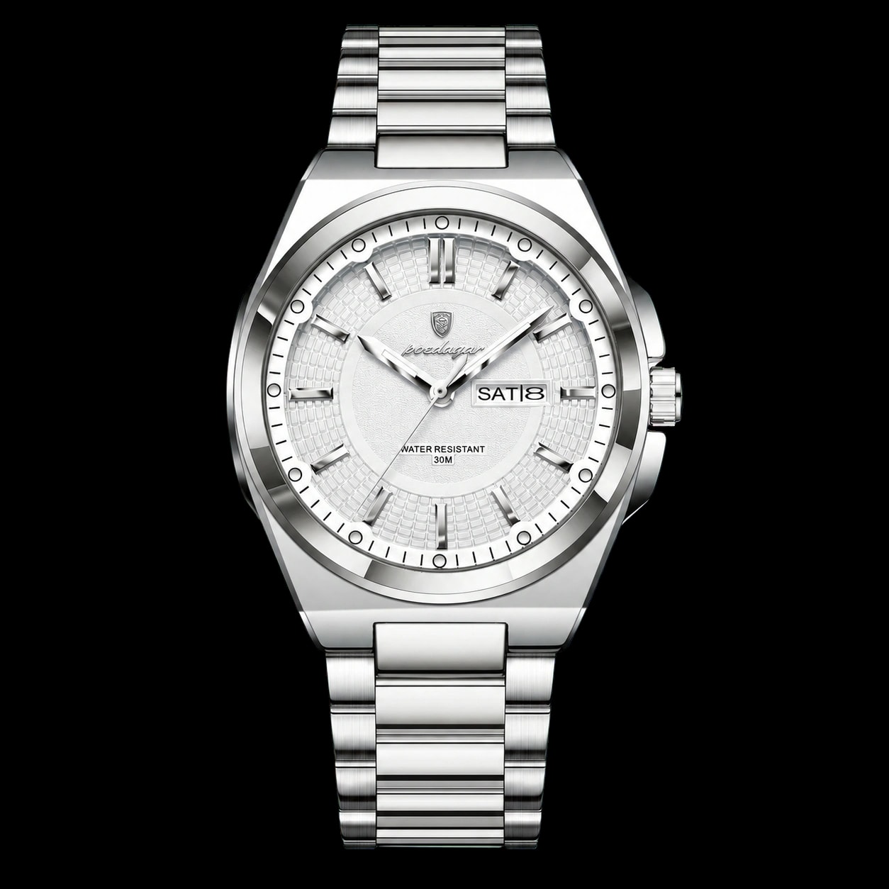 Montre POEDAGAR 896 Argent Blanc en studio